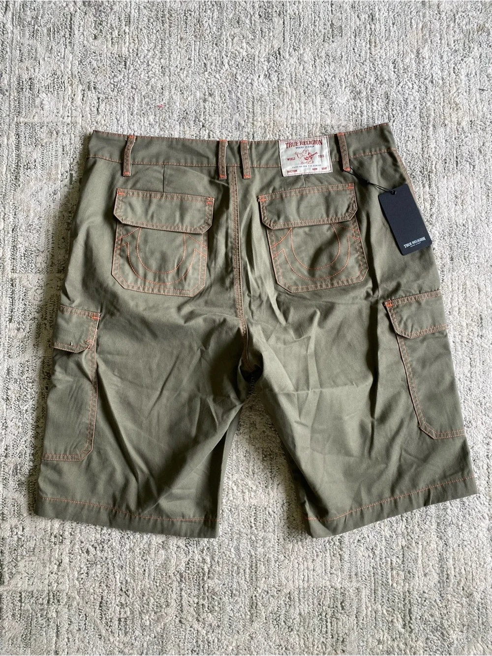 NEW True religion men's green cargo shorts 108056R7 Size 38